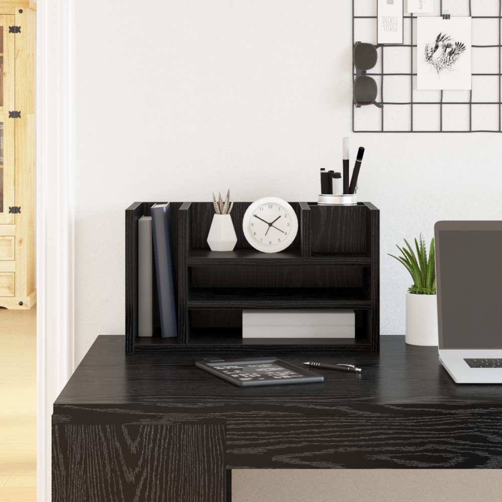 vidaXL Οργανωτής Γραφείου Μαύρης Δρυός 44.5x24x25 εκ. Ξυλεία