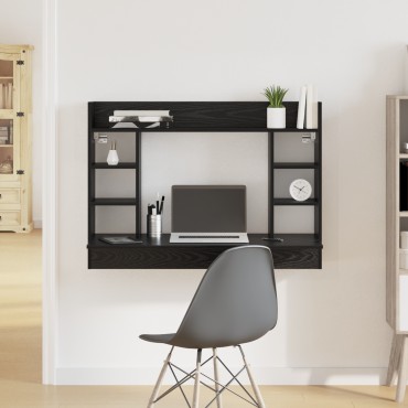 vidaXL Γραφείο Τοίχου Μαύρη Δρυς 105x48x75cm Επεξεργασμένο Ξύλο 1 τεμ.