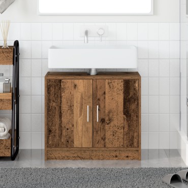 vidaXL Ντουλάπι Νιπτήρα Παλιό Ξύλο 63x29x55cm Συμπαγές Ξύλο 1 τεμ.