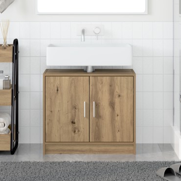 vidaXL ντουλάπι νιπτήρα ξύλο δρυός 63x29x55cm επεξεργασμένο ξύλο
