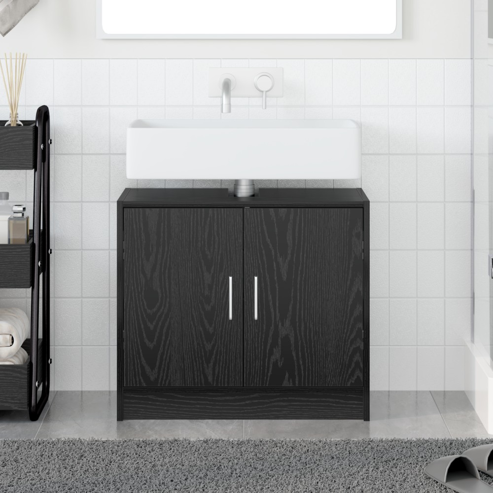 vidaXL Ντουλάπι Μπάνιου Μαύρη Οξυά 63x29x55cm Επεξεργασμένο ξύλο 1 τεμ.
