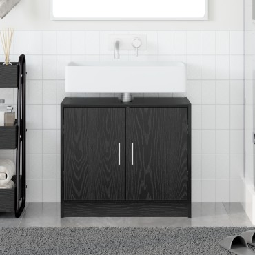 vidaXL Ντουλάπι Νιπτήρα Μαύρου Δρυός 63x29x55cm Επεξεργασμένο Ξύλο 1 τεμ.