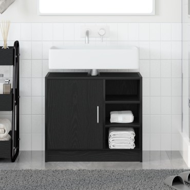 vidaXL Ντουλάπι Νιπτήρα Μαύρη Βελανιδιά 63x29x55cm Επεξεργασμένο Ξύλο 1 τεμ.