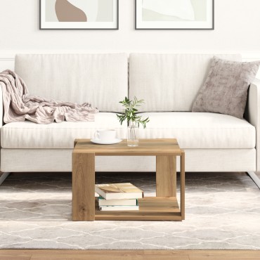 vidaXL Τραπεζάκι Καφέ Δρυς 51,5x51,5x30cm Μηχανικής Ξυλείας 1 τεμ.