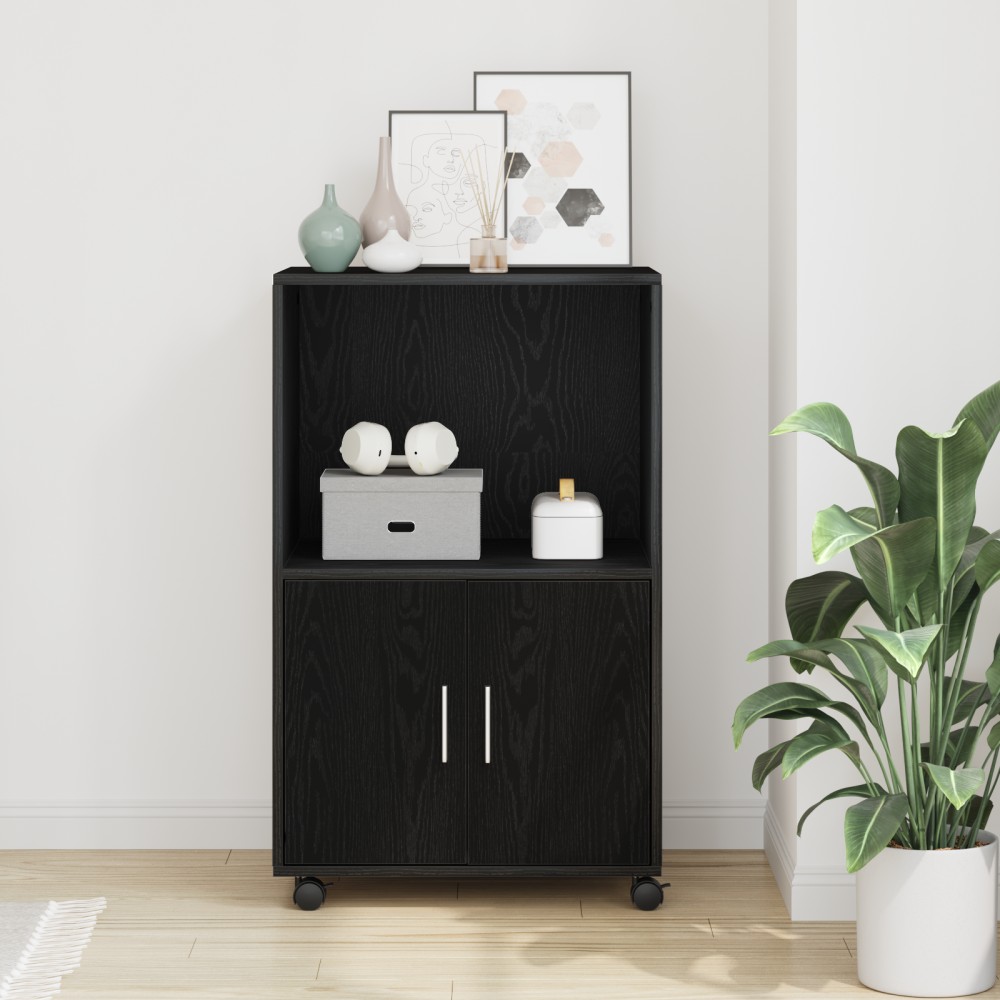 vidaXL Ρολάκιο Μαύρη Δρυς 55x40x91cm Επεξεργασμένο Ξύλο 1 τεμ.