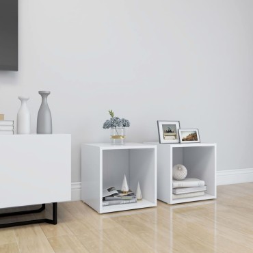 vidaXL Έπιπλα Τηλεόρασης 2 τεμ. Λευκά 37x35x37cm από Επεξ. Ξύλο