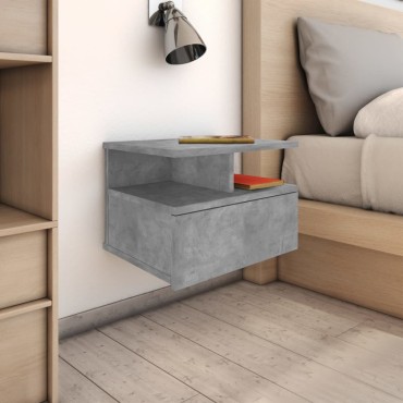 vidaXL Κομοδίνο Κρεμαστό Γκρι Σκυροδέματος 40x31x27cm από Επεξ. Ξύλο 1 τεμ.