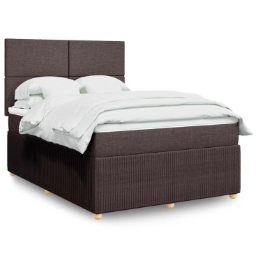 vidaXL Κρεβάτι Boxspring με Στρώμα Σκούρο Καφέ 160x200 εκ Υφασμάτινο
