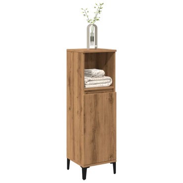 vidaXL Ντουλάπι μπάνιου Δρυς τεχνίτης 30x30x100cm Κατασκευασμένο ξύλο 1 τεμ.