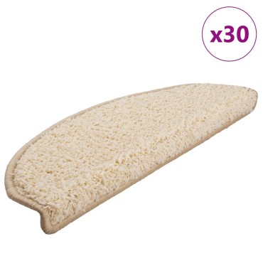 vidaXL Πατάκια για σκάλες 30 τεμάχια Κρέμα 65x21x4 cm