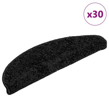 vidaXL Πατάκια για σκάλες 30 τεμάχια Μαύρο 56x17x3 cm
