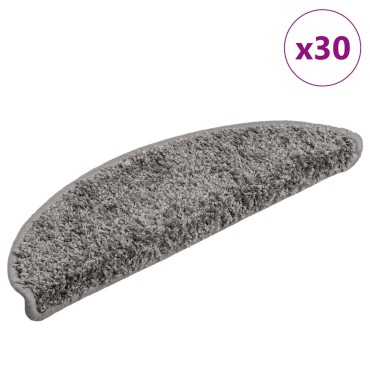 vidaXL Πατάκια Σκαλιών 30 τεμ. Γκρι Ημίστρογγυλά 56x17x3 εκ.