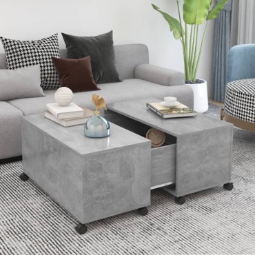 vidaXL Τραπεζάκι Σαλονιού Γκρι Σκυροδέματος 75x75x38cm Μοριοσανίδα 1 τεμ.