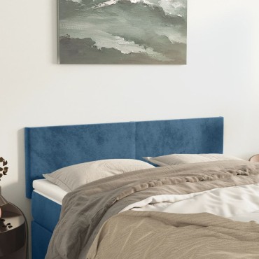 vidaXL Κεφαλάρια Κρεβατιού 2 τεμ. Σκ. Μπλε 72x5x78/88cm Βελούδινα