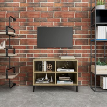 vidaXL Έπιπλο Τηλεόρασης Καπνιστή Δρυς 69,5x30x50cm Μεταλλικά Πόδια