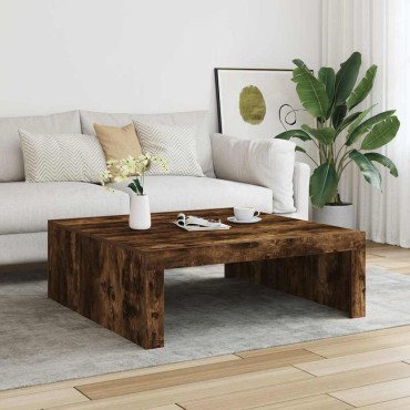 vidaXL Τραπεζάκι Σαλονιού Καπνιστή Δρυς 100x100x35cm Επεξεργ. Ξύλο 1 τεμ.