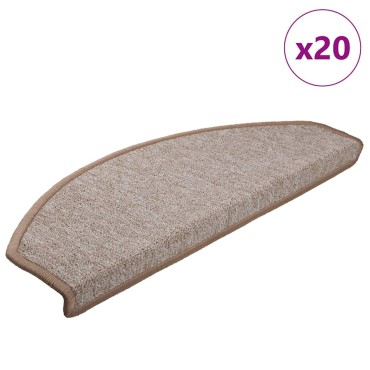 vidaXL Πατάκια για σκάλες 20 τεμάχια Ανοιχτό Καφέ 65x24x4 εκ.