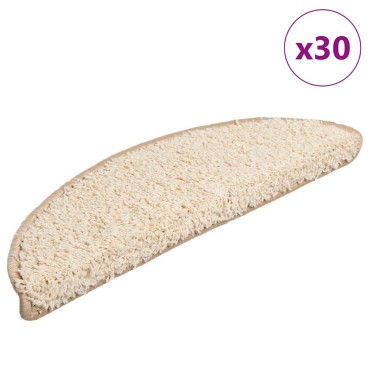 vidaXL Πατάκια για σκάλες 30 τεμάχια Κρέμα 56x17x3 cm