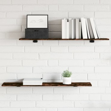 vidaXL Ράφια Τοίχου 4 τεμ. Καπνιστή Δρυς 100x20x1,5cm Επεξεργ. Ξύλο