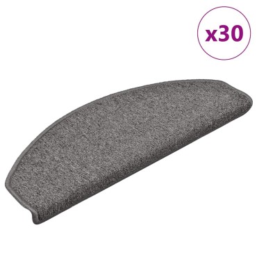 vidaXL Πατάκια για σκάλες 30 τεμάχια Σκούρο Γκρι 65x24x4 εκ.