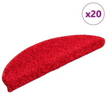 vidaXL Πατάκια για σκάλες 20 τεμάχια Κόκκινο 56x17x3 εκ.