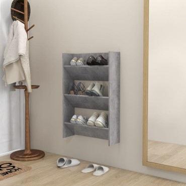 vidaXL Παπουτσοθήκη Τοίχου Γκρι Σκυρ. 60x18x90cm από Μοριοσανίδα