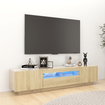 vidaXL Έπιπλο Τηλεόρασης με LED Sonoma Δρυς 180x35x40cm