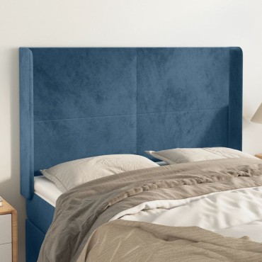 vidaXL Κεφαλάρι με Πτερύγια Σκούρο Μπλε 147x16x118/128cm Βελούδινο 1 τεμ.