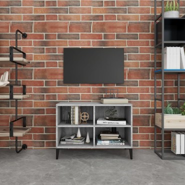 vidaXL Έπιπλο Τηλεόρασης Γκρι Sonoma 69,5x30x50cm με Μεταλλικά Πόδια