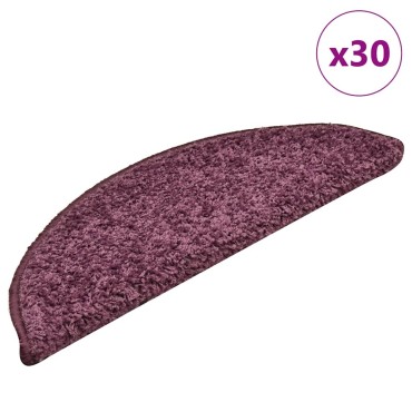 vidaXL Πατάκια για σκάλες 30 τεμάχια Σκούρο Μοβ 56x17x3 εκ.