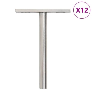 vidaXL Πλωτά στηρίγματα ραφιών 12 τεμ. Ø10x100 χιλ. Ανθρακοχάλυβας