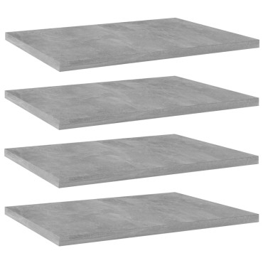 vidaXL Ράφια Βιβλιοθήκης 4 τεμ. Γκρι Σκυροδ. 40x30x1,5cm Επεξ.Ξύλο