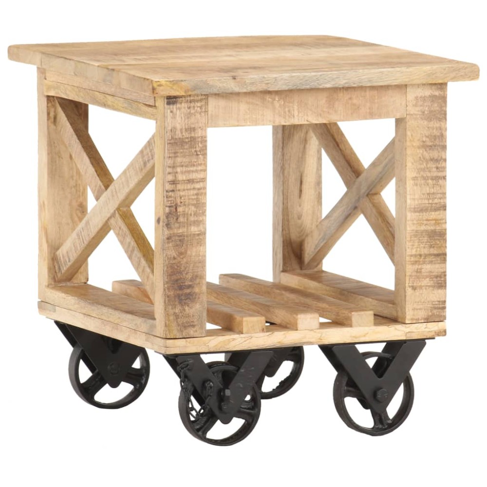 vidaXL Βοηθητικό Τραπέζι με Ρόδες 40x40x42cm Ακατέργαστο Ξύλο Μάνγκο 1 τεμ. vidaXL Βοηθητικό Τραπέζι με Ρόδες 40x40x42cm Ακατέργαστο Ξύλο Μάνγκο 1 τεμ.