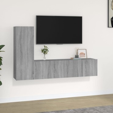 vidaXL Σετ Επίπλων Τηλεόρασης 3 Τεμ. Γκρι Sonoma Επεξεργασμένο Ξύλο