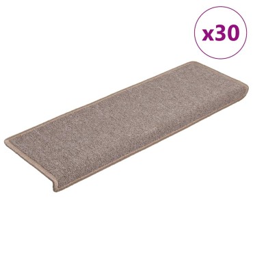 vidaXL Πατάκια Σκάλας 30 τεμ. Ανοιχτό Καφέ 65x21x4 εκ.