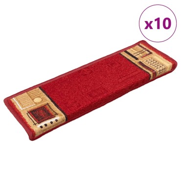 vidaXL Πατάκια Σκάλας Αυτοκόλλητα 10 τεμ. Κόκκινα 65x21x4 εκ.