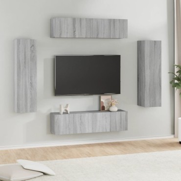 vidaXL Σετ Επίπλων Τηλεόρασης 6 Τεμ. Γκρι Sonoma Επεξεργασμένο Ξύλο