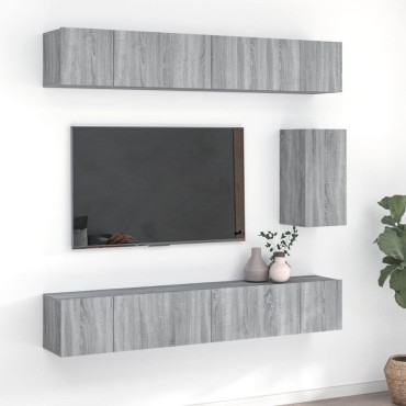 vidaXL Σετ Επίπλων Τηλεόρασης 7 Τεμ. Γκρι Sonoma Επεξεργασμένο Ξύλο