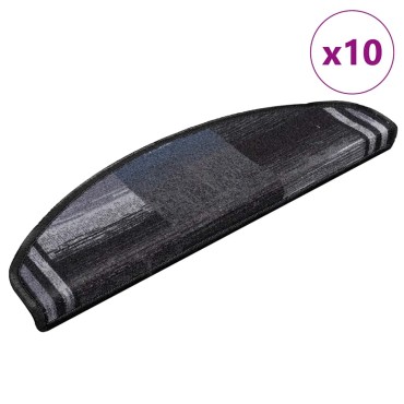 vidaXL Πατάκια Σκάλας Αυτοκόλλητα 10 τεμ. Μαύρα/Γκρι 65x21x4 εκ.