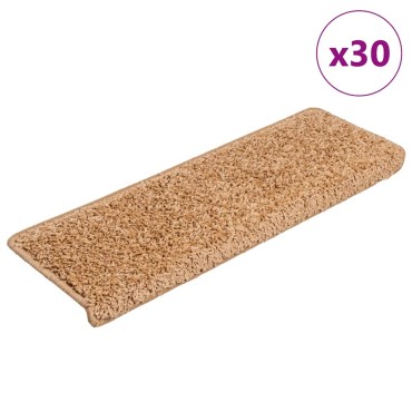 vidaXL Πατάκια Σκάλας 30 τεμ. Μπεζ 65 x 21 x 4 εκ.