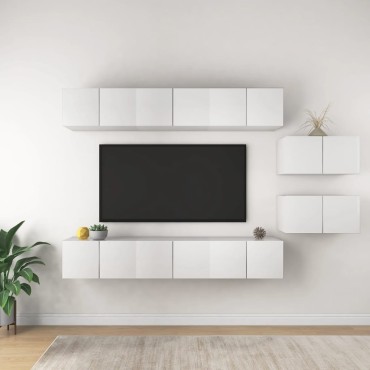 vidaXL Έπιπλα Τηλεόρασης 8 τεμ. Λευκό από Επεξ. Ξύλο 60x30x30cm