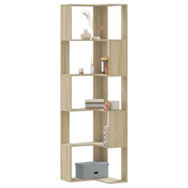 vidaXL Βιβλιοθήκη Γωνιακή 5 Επ. Sonoma Δρυς 50x50x179cm Επεξ. Ξύλο 1 τεμ.