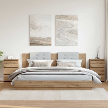 vidaXL Κομοδίνα 2 τεμ.Αρτισιανή Δρυς 40x35x62,5cm Επεξ. Ξύλο