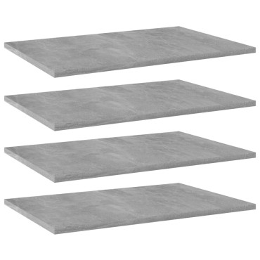 vidaXL Ράφια Βιβλιοθήκης 4 τεμ. Γκρι Σκυροδ. 60x40x1,5cm Επεξ. Ξύλο