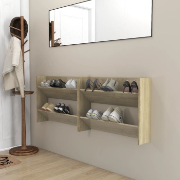 vidaXL Παπουτσοθήκες 2 τεμ. Sonoma Δρυς 80x18x60cm Μοριοσανίδα