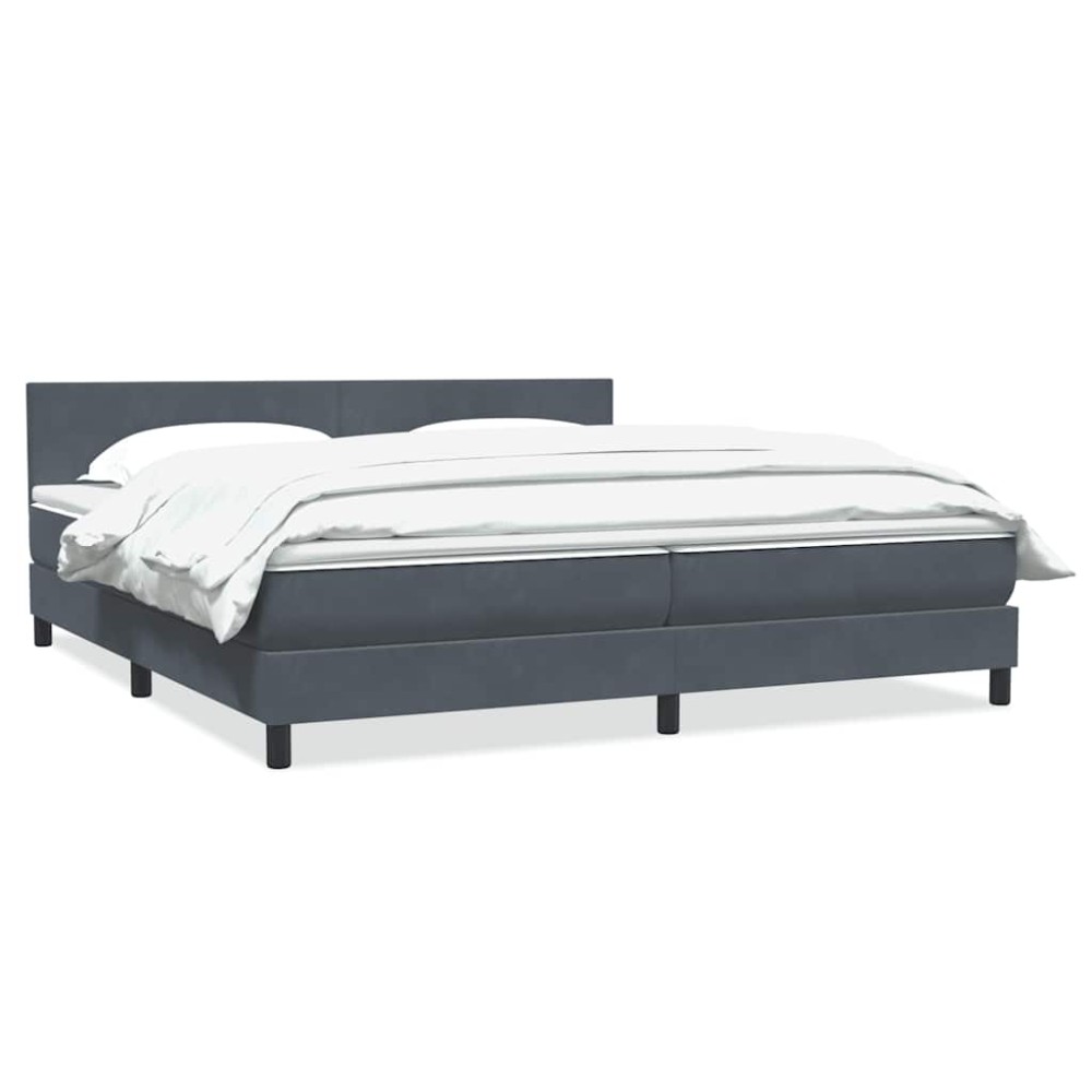 vidaXL Κρεβάτι Boxspring με Στρώμα Σκούρο Γκρι 200x210 εκ. Βελούδινο