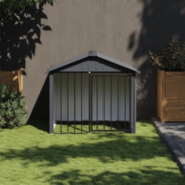 vidaXL Σπιτάκι Σκύλου με Οροφή Μαύρο 117x103x102 εκ. Γαλβαν. Χάλυβας