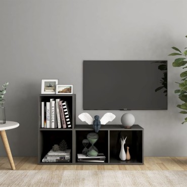 vidaXL Έπιπλα Τηλεόρασης 2 τεμ. Γυαλ. Γκρι 72x35x36,5cm Επεξ. Ξύλο