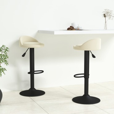 vidaXL Σκαμπό Μπαρ 2 τεμ. Κρεμ Βελούδινα 36x38x(72-94)cm