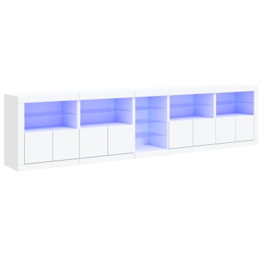 vidaXL Μπουφές με Φώτα LED Λευκός 283x37x67cm 1 τεμ.
